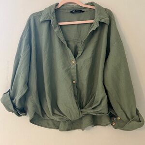 Zara Sage Green Button-Down Shirt